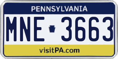 PA license plate MNE3663