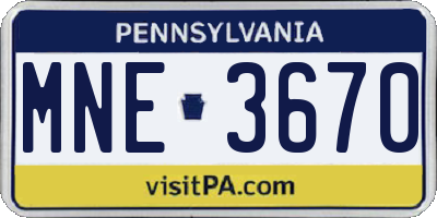 PA license plate MNE3670