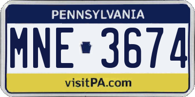 PA license plate MNE3674