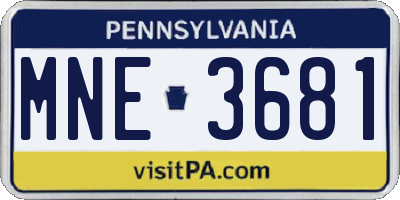PA license plate MNE3681