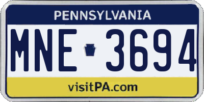 PA license plate MNE3694