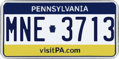 PA license plate MNE3713