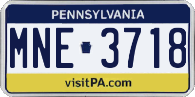 PA license plate MNE3718