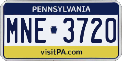 PA license plate MNE3720