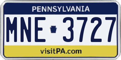 PA license plate MNE3727