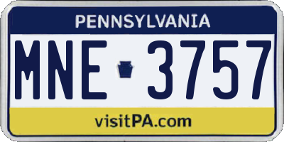PA license plate MNE3757