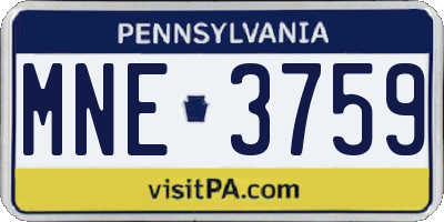 PA license plate MNE3759