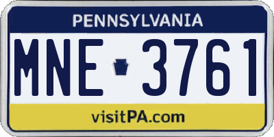 PA license plate MNE3761