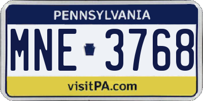 PA license plate MNE3768