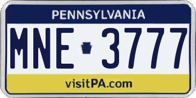 PA license plate MNE3777