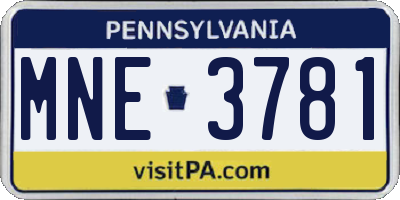PA license plate MNE3781