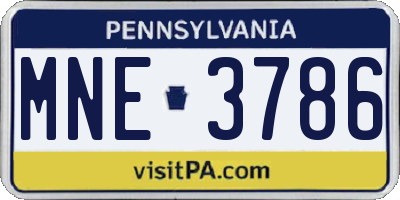 PA license plate MNE3786