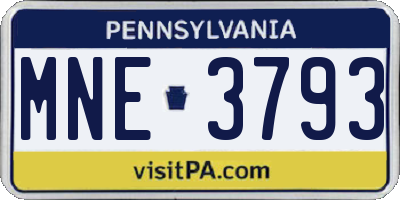 PA license plate MNE3793