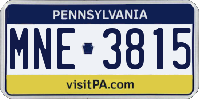 PA license plate MNE3815