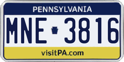PA license plate MNE3816