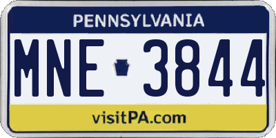 PA license plate MNE3844