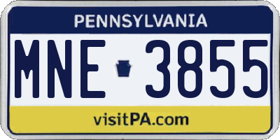 PA license plate MNE3855