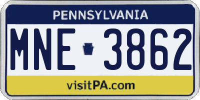 PA license plate MNE3862