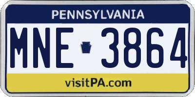 PA license plate MNE3864