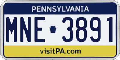 PA license plate MNE3891