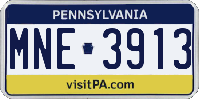 PA license plate MNE3913