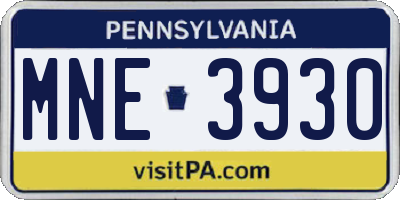 PA license plate MNE3930