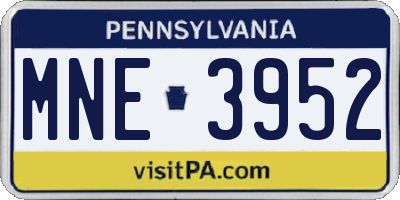 PA license plate MNE3952
