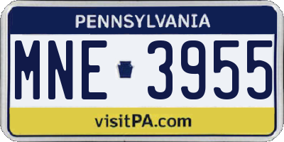 PA license plate MNE3955