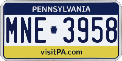 PA license plate MNE3958