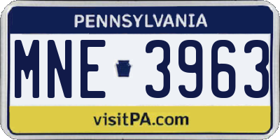 PA license plate MNE3963