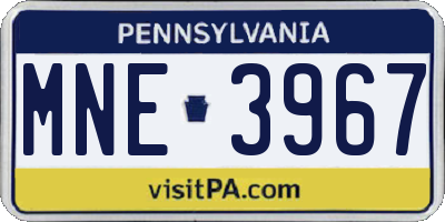 PA license plate MNE3967