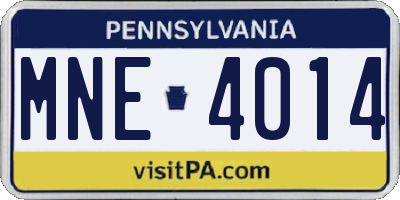 PA license plate MNE4014