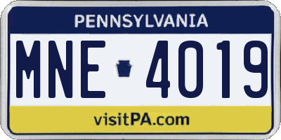 PA license plate MNE4019