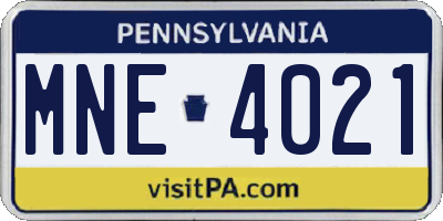 PA license plate MNE4021
