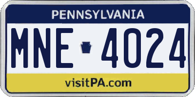 PA license plate MNE4024