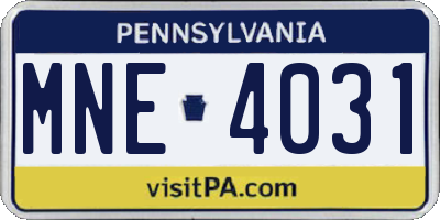 PA license plate MNE4031