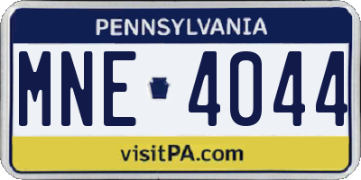 PA license plate MNE4044