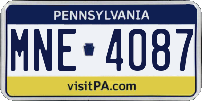 PA license plate MNE4087