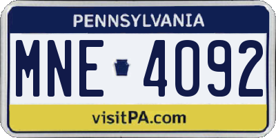 PA license plate MNE4092