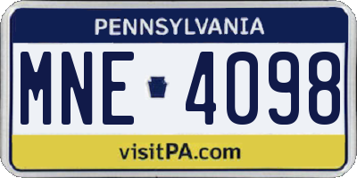 PA license plate MNE4098