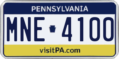 PA license plate MNE4100