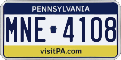 PA license plate MNE4108