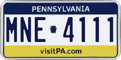 PA license plate MNE4111
