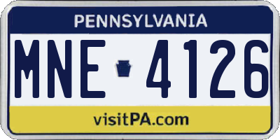 PA license plate MNE4126