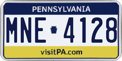 PA license plate MNE4128