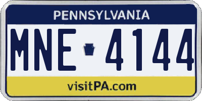 PA license plate MNE4144