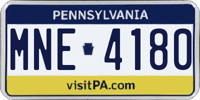 PA license plate MNE4180