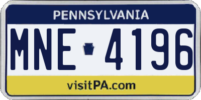 PA license plate MNE4196
