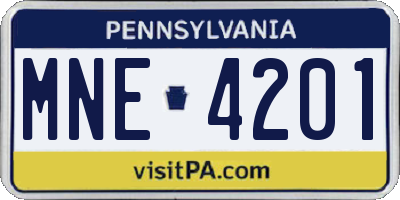 PA license plate MNE4201