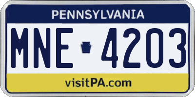 PA license plate MNE4203
